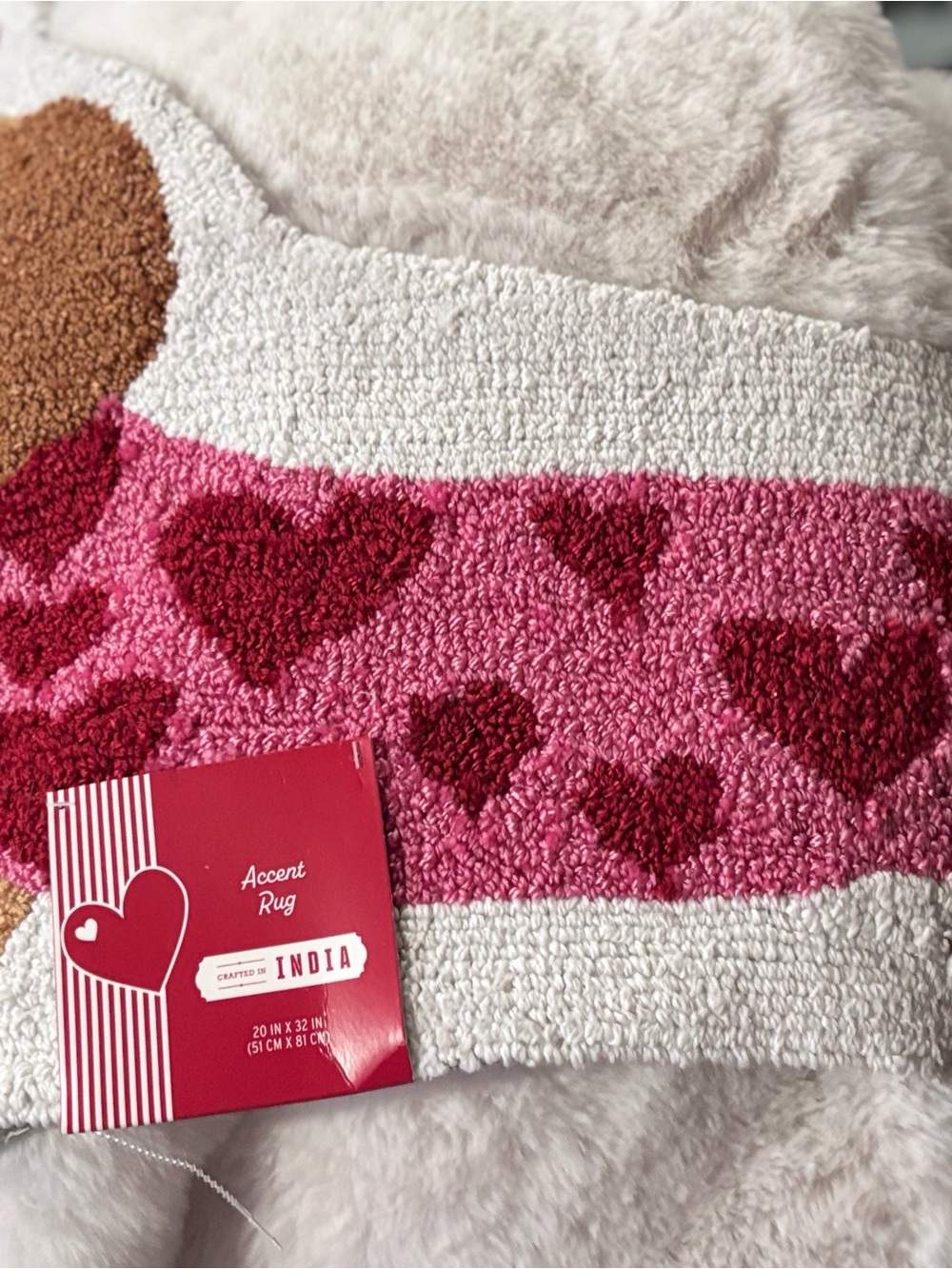 Heart Pattern Accent Rug - Pink & Red - Dachshund